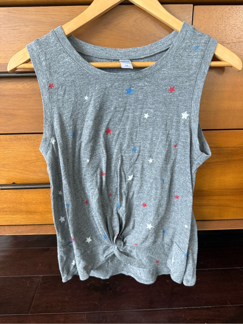 Alternative - Grey sleeveless tee with red, white, blue stars Medium EUC